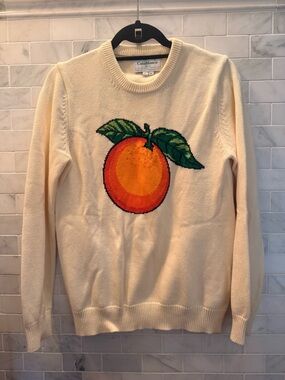Casablanca Cream Sweater with Orange Fruit Motif